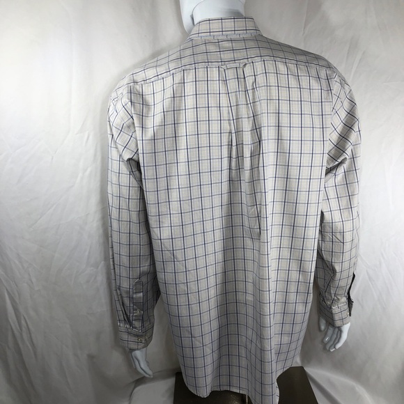 Izod Men’s 80’s 2 Ply Oxford Plaid Long Sleeve Dress Shirt - Picture 3 of 7
